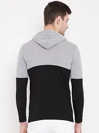 Stylish Cotton Multicoloured Colourblocked Full Sleeves Hooded Neck T-Shirt For Men-thumb3