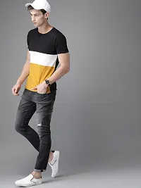 Stylish Cotton Multicoloured Colourblocked Half Sleeve Round Neck T-Shirt For Men-thumb2