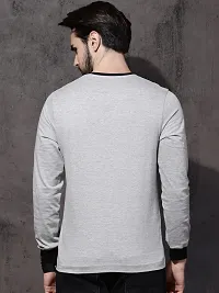 Stylish Cotton Grey Solid Full Sleeves Round Neck T-Shirt For Men-thumb2