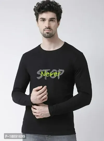 Reliable Black Cotton Printed Round Neck Tees For Men