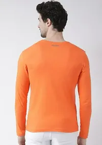 Reliable Orange Cotton Printed Round Neck Tees For Men-thumb1