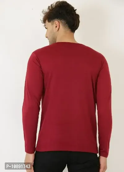 Reliable Maroon Cotton Printed Round Neck Tees For Men-thumb2