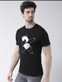 Stylish Black Cotton Printed Round Neck Tees For Men-thumb2