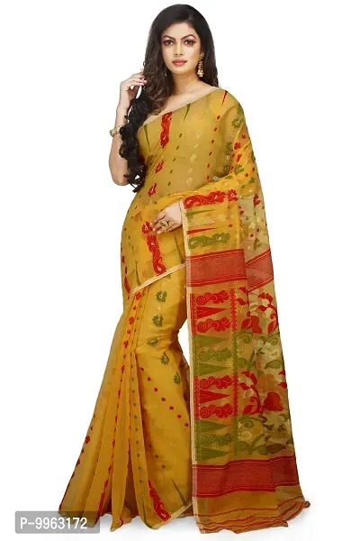 Elegant Soft Dhakai Cotton Silk Padma Pata Jamdani Sarees without Blouse For Women-thumb0