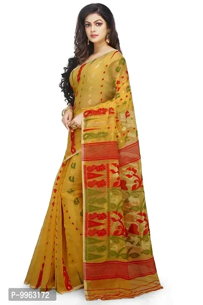 Elegant Soft Dhakai Cotton Silk Padma Pata Jamdani Sarees without Blouse For Women-thumb2