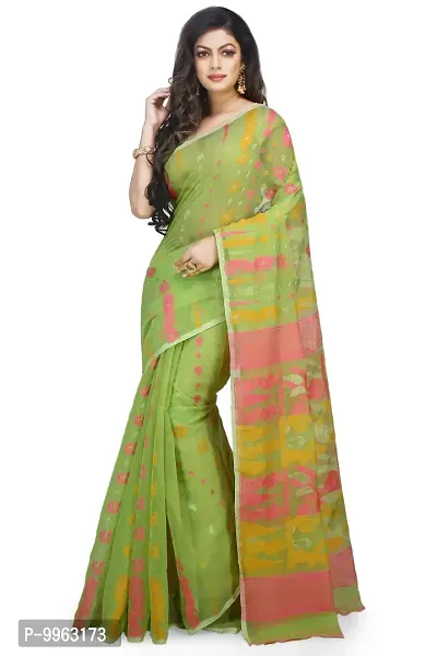 Elegant Soft Dhakai Cotton Silk Padma Pata Jamdani Sarees without Blouse For Women-thumb0