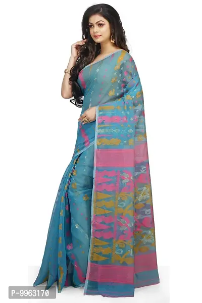 Elegant Soft Dhakai Cotton Silk Padma Pata Jamdani Sarees without Blouse For Women-thumb2