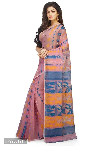 Elegant Soft Dhakai Cotton Silk Padma Pata Jamdani Sarees without Blouse For Women-thumb2