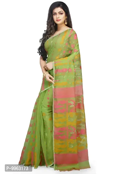 Elegant Soft Dhakai Cotton Silk Padma Pata Jamdani Sarees without Blouse For Women-thumb2