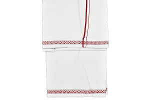 shyam handloom Men's Cotton Thorthu for Regular Use | Super Soft Towel Gamcha Bathroom  Multipurpse Use (33 x 88 inch) Red-thumb1