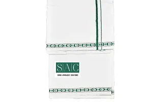 SAC SHREE APARAJEET CREATIONS Cotton Fancy Border 250 GSM Bath, Hand, Face, Beach, Sport, Hair Gamcha Green-thumb2