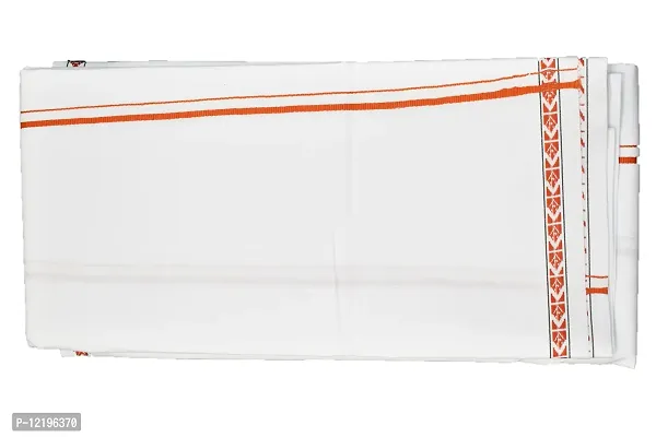 Shyam handloom Men's Cotton Thorthu for Regular Use | Super Soft Towel Gamcha Bathroom & Multipurpse Use (33 x 88 inch) Orange-thumb0
