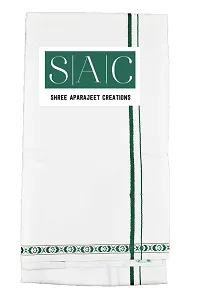 SAC SHREE APARAJEET CREATIONS Cotton Fancy Border 250 GSM Bath, Hand, Face, Beach, Sport, Hair Gamcha Green-thumb1