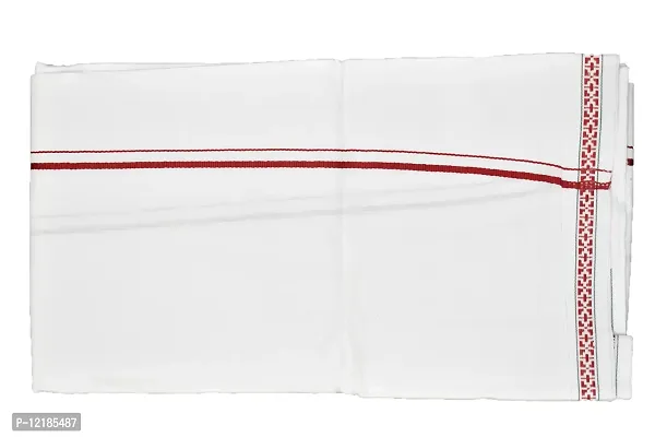 shyam handloom Men's Cotton Thorthu for Regular Use | Super Soft Towel Gamcha Bathroom  Multipurpse Use (33 x 88 inch) Red-thumb0