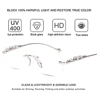 Stylish White Rectangle Sunglasses Metal For Women-thumb1