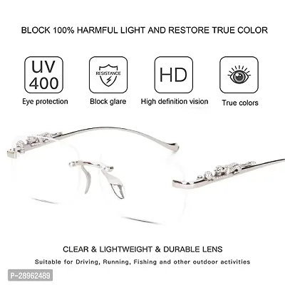 Stylish White Rectangle Sunglasses Metal For Women-thumb2