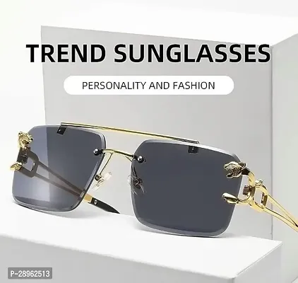 Stylish Black Square Sunglasses Metal For Women-thumb0