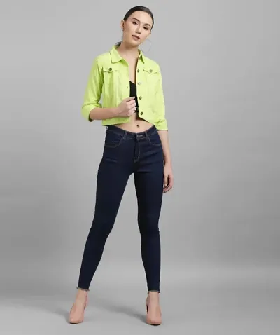 Trendy Casual Winters Solid Regular Fit Neon Jacket For Women
