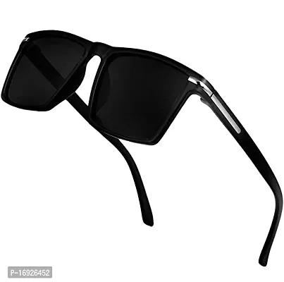 Stylish Square Black UV Protection 100% Full Rim  Sunglasses For Men and Women.(BLACK SUNGLASSES).-thumb0