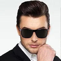 Stylish Square Black UV Protection 100% Full Rim  Sunglasses For Men and Women.(BLACK SUNGLASSES).-thumb2
