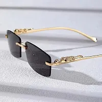 Mc Stan Rimless Men and Women's Sunglasses Retro Luxury Gold Metal Frameless Rectangle Leopard Arms Colored Lens Sun Glasses-thumb4