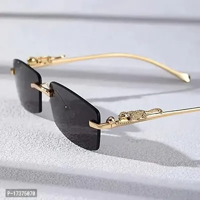 Mc Stan Rimless Men and Women's Sunglasses Retro Luxury Gold Metal Frameless Rectangle Leopard Arms Colored Lens Sun Glasses-thumb5