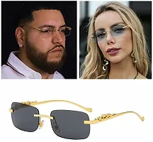 Mc Stan Rimless Men and Women's Sunglasses Retro Luxury Gold Metal Frameless Rectangle Leopard Arms Colored Lens Sun Glasses-thumb2