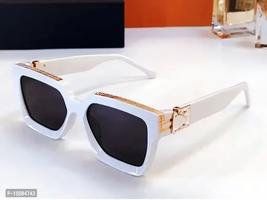 Stylish Square Oversized  White Badshah Sunglasses For Men and Women.-thumb0