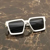 Stylish Square Oversized  White Badshah Sunglasses For Men and Women.-thumb3