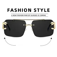 Luxury (Black) Sqaure Rimless Sunglass Metal Frame Uv Protected 100% For Men  Women.-thumb4