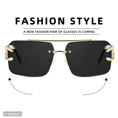 Fancy Latest Black Sunglasses Rimless Metal Frame Uv Protected 100% For Unisex.
