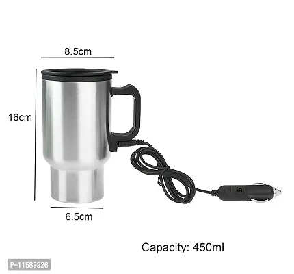 MARVELLA MART Car Charging Electric Kettle Stainless Steel Travel Coffee Mug Cup Heated Thermos 450Ml-thumb3