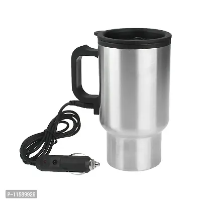 MARVELLA MART Car Charging Electric Kettle Stainless Steel Travel Coffee Mug Cup Heated Thermos 450Ml