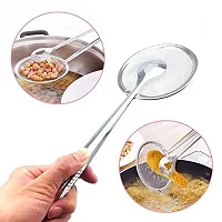 MARVELLA MART AADCART Stainless Steel Filter Spoon and Clip New Design Kitchen Fried Gadget Accessory-Silver-thumb2