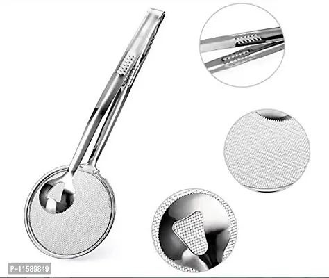 MARVELLA MART AADCART Stainless Steel Filter Spoon and Clip New Design Kitchen Fried Gadget Accessory-Silver-thumb4