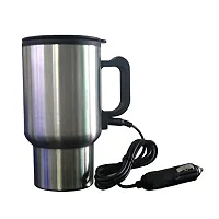 Generic 1Pc 12V Stainless Steel Car Heating Cup Auto Adapter Heated Travel Mug Thermos For Traveling Camping Fishing-thumb1