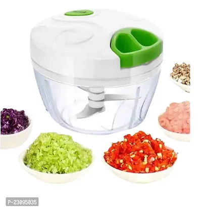 Trendy Manual Mini Small Plastic Vegetable Chopper with Extra Sharpe Blades 325 ml, Multicolour