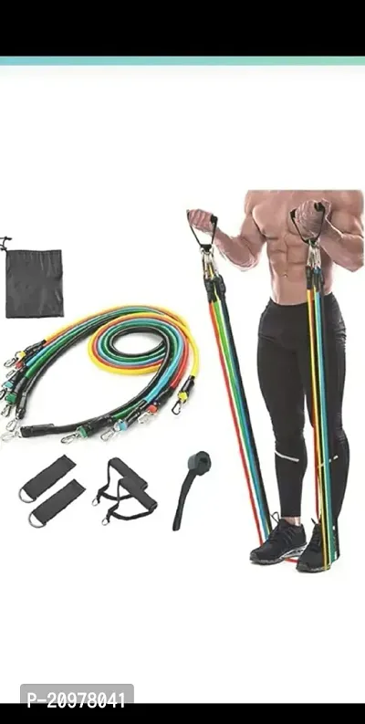 Exercise Tube Resistance Bands Set (11pcs) Exercise Bands for Resistance Training Fitness Workout Exercise-thumb0