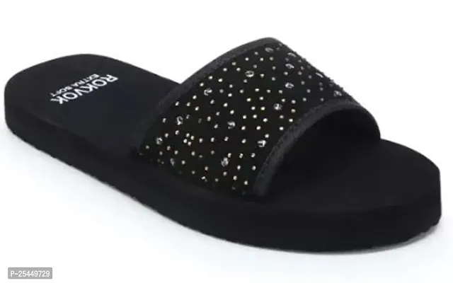 Elegant Black Velvet Slippers For Women-thumb0