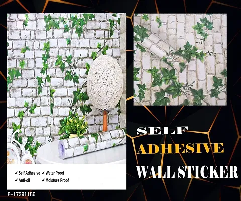 Self adhesive wallpaper sticker brick leaf pattern for wall decoration(300 x 45 cm)-thumb0