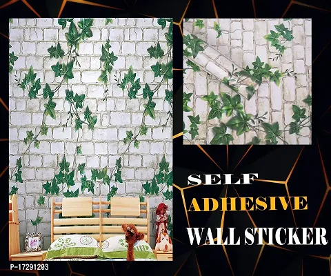 Self adhesive wallpaper sticker brick leaf pattern for wall decoration(300 x 45 cm)-thumb0