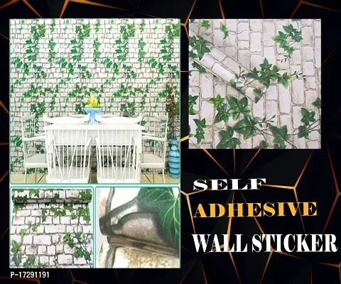 Self adhesive wallpaper sticker brick leaf pattern for wall decoration(300 x 45 cm)-thumb0