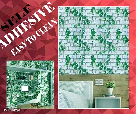 Self adhesive wallpaper sticker brick leaf pattern for wall decoration(300 x 45 cm)