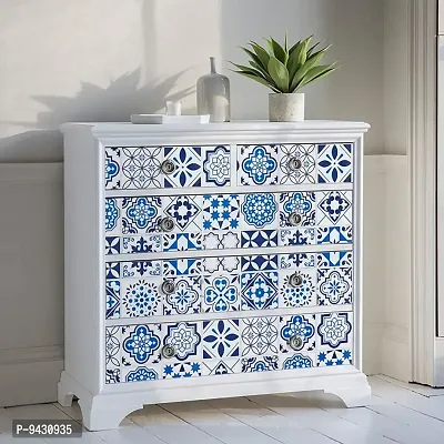 wallpaper sticker for furniture decoration blue floral(200 x 60 cm)-thumb2