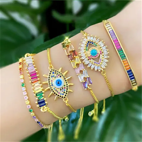 Crystal Beaded Diamond Studded Rainbow Bracelet - Infinity sign - Rainbow