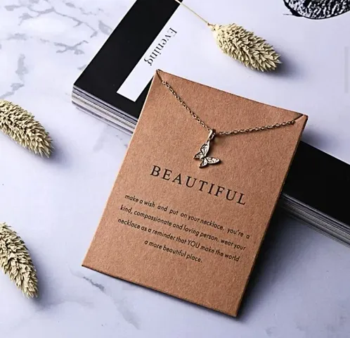 Charm Pendant Necklace with Wish Card For Women