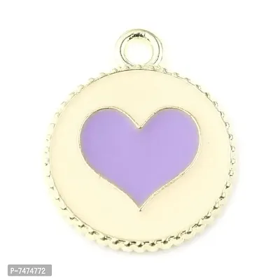 Y2K Charm Pendant Gold Necklace - Heart Circle - Purple ( Pack of 1)-thumb0
