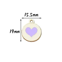 Y2K Charm Pendant Gold Necklace - Heart Circle - Purple ( Pack of 1)-thumb1
