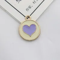 Y2K Charm Pendant Gold Necklace - Heart Circle - Purple ( Pack of 1)-thumb2