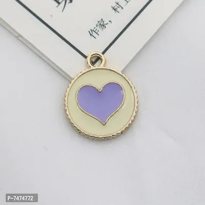 Y2K Charm Pendant Gold Necklace - Heart Circle - Purple ( Pack of 1)-thumb3